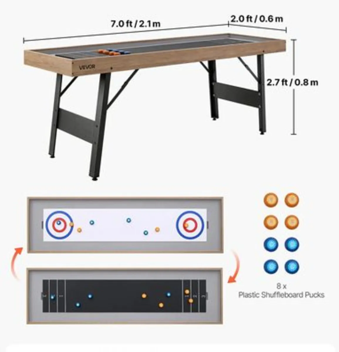 2.1m Shuffleboard Table, 2 in 1 Shuffleboard - Image 4