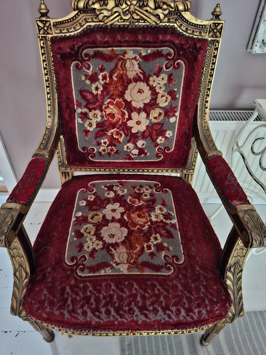 Pair vintage louis 16th style parlour chairs - Image 3