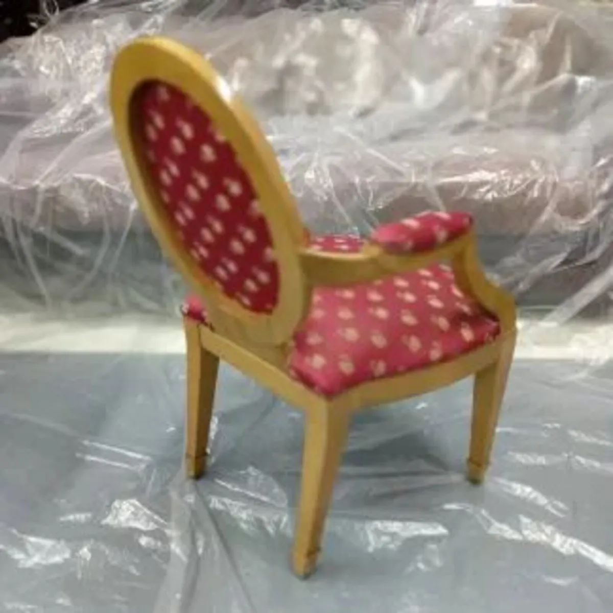Light Cherry Armchair with red fabric - Image 1