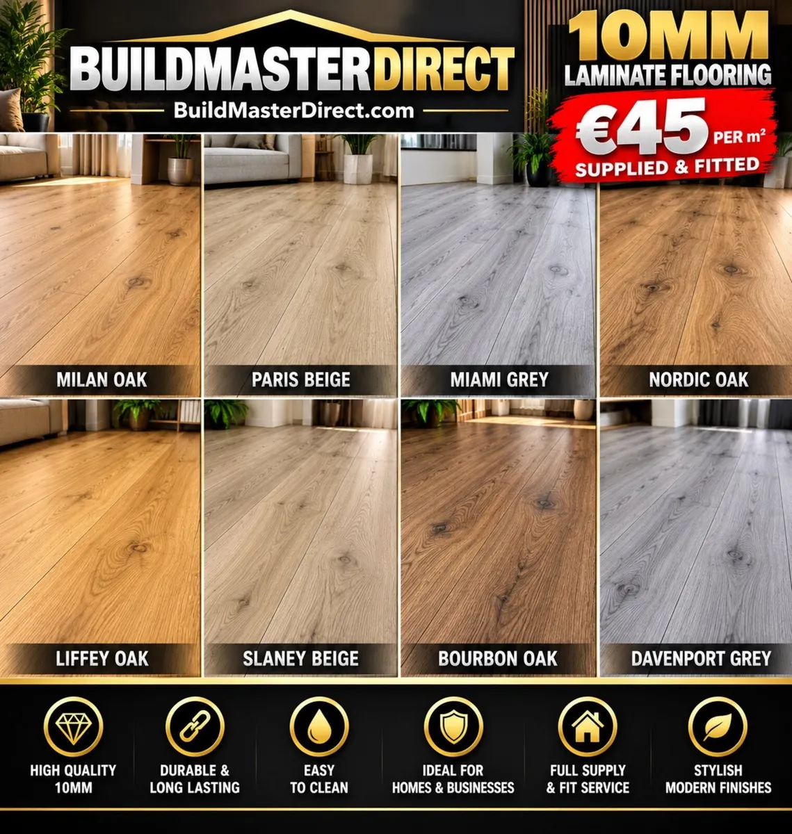 10MM LAMINATE FLOORING – FULLY SUPPLIED & FITTED! - Image 2