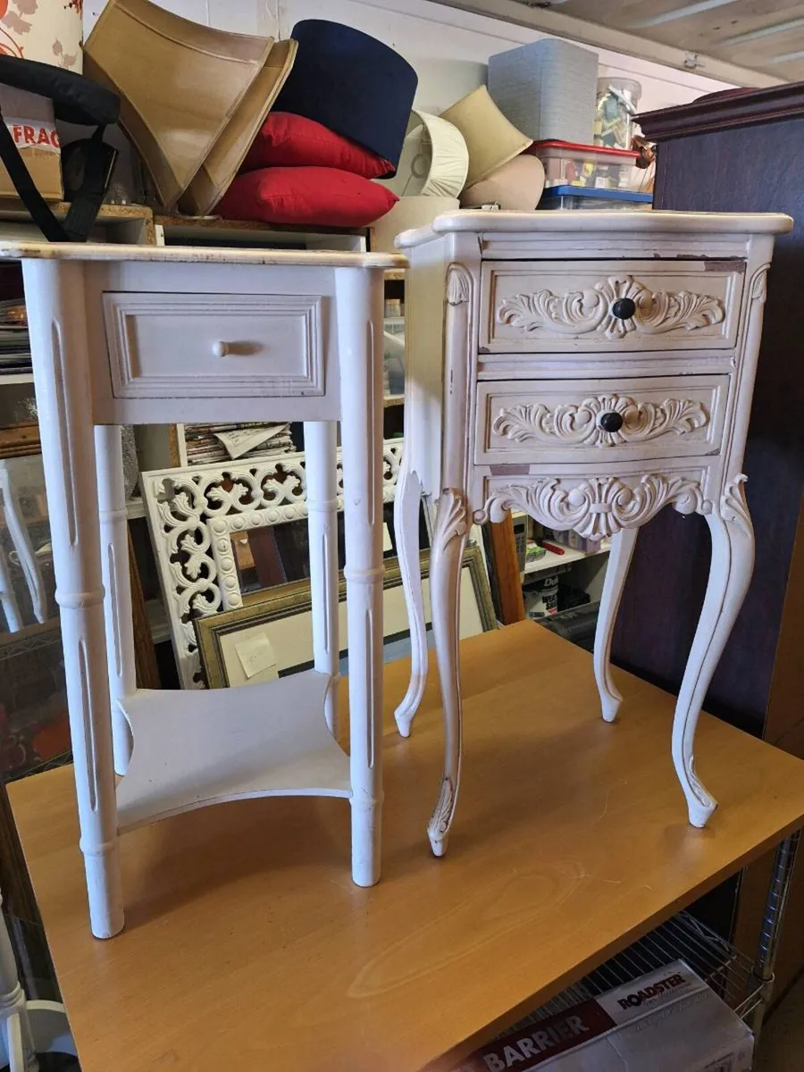 Two small vintage bedside tables for upcycling - Image 1