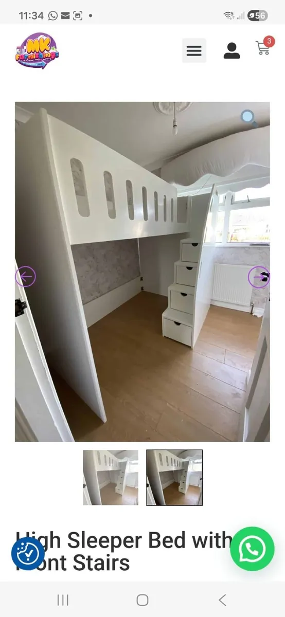 Childrens high rise bed - Image 1