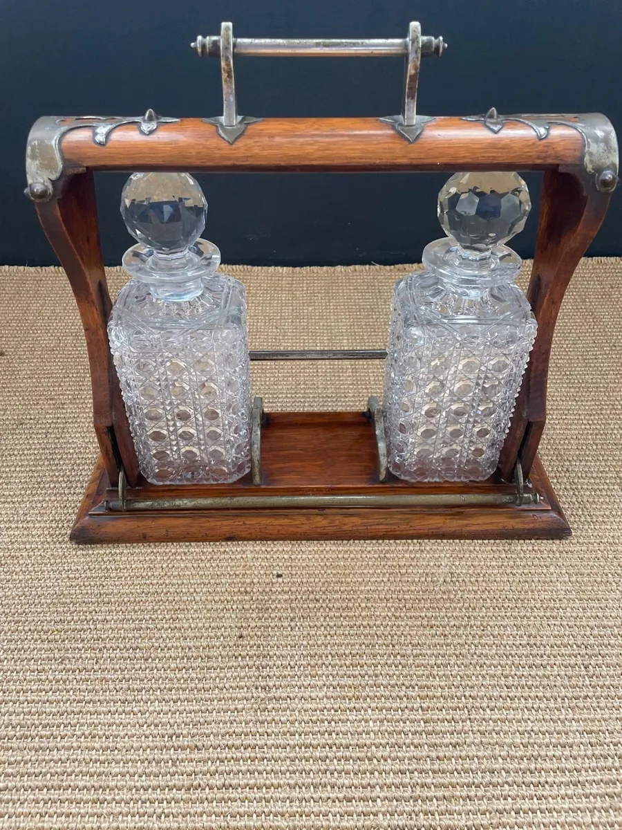 Antique decanters in stand - Image 2