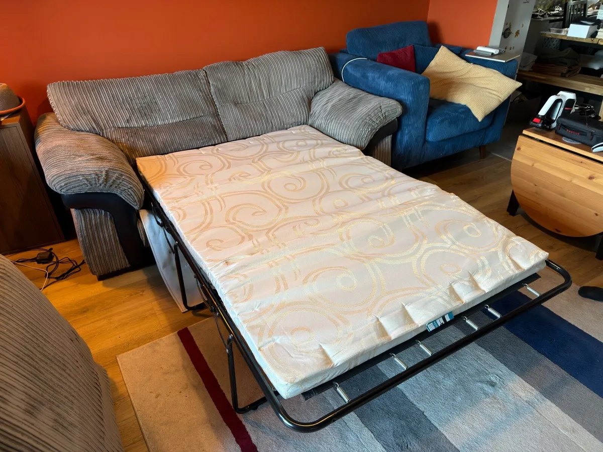 DFS 3 Seater Sofa Bed | Grey Jumbo Cord | €300 ONO - Image 2