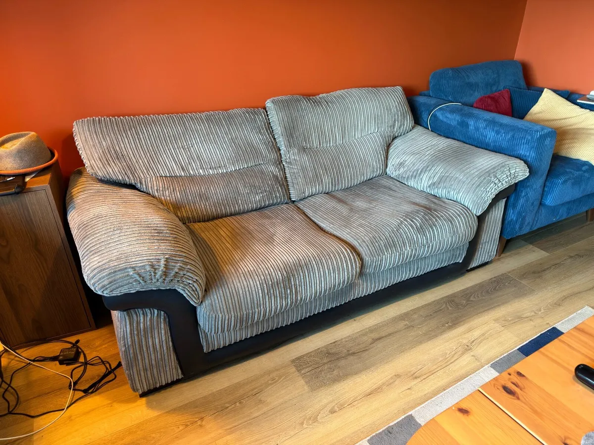 DFS 3 Seater Sofa Bed | Grey Jumbo Cord | €300 ONO - Image 1