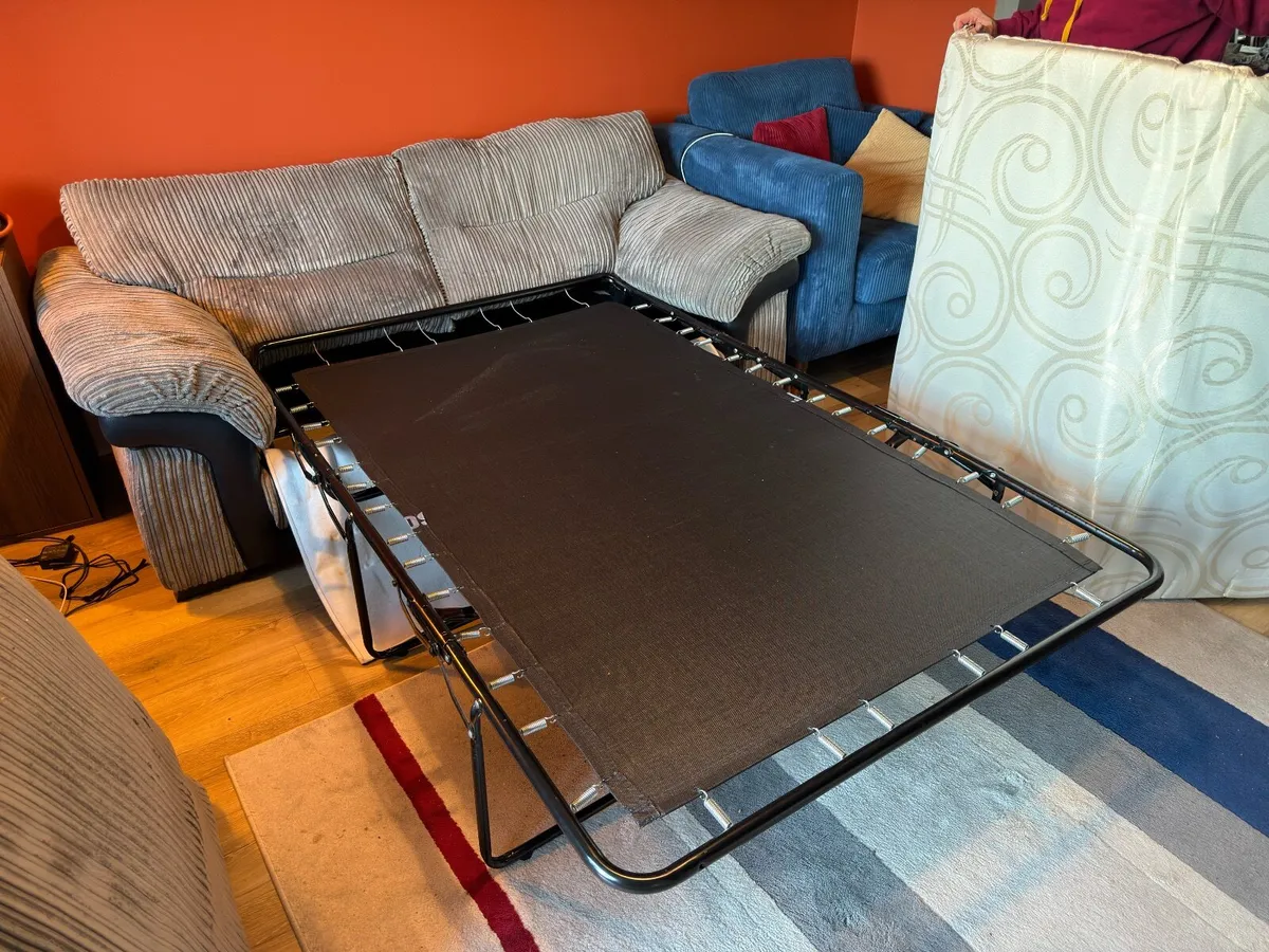 DFS 3 Seater Sofa Bed | Grey Jumbo Cord | €300 ONO - Image 3