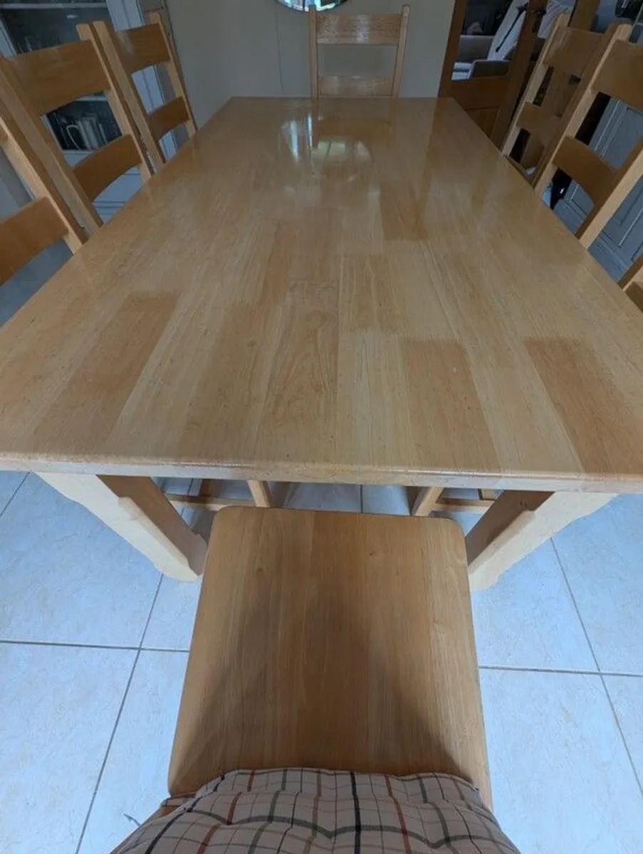 8 seater wooden dining table and chairs - Image 2