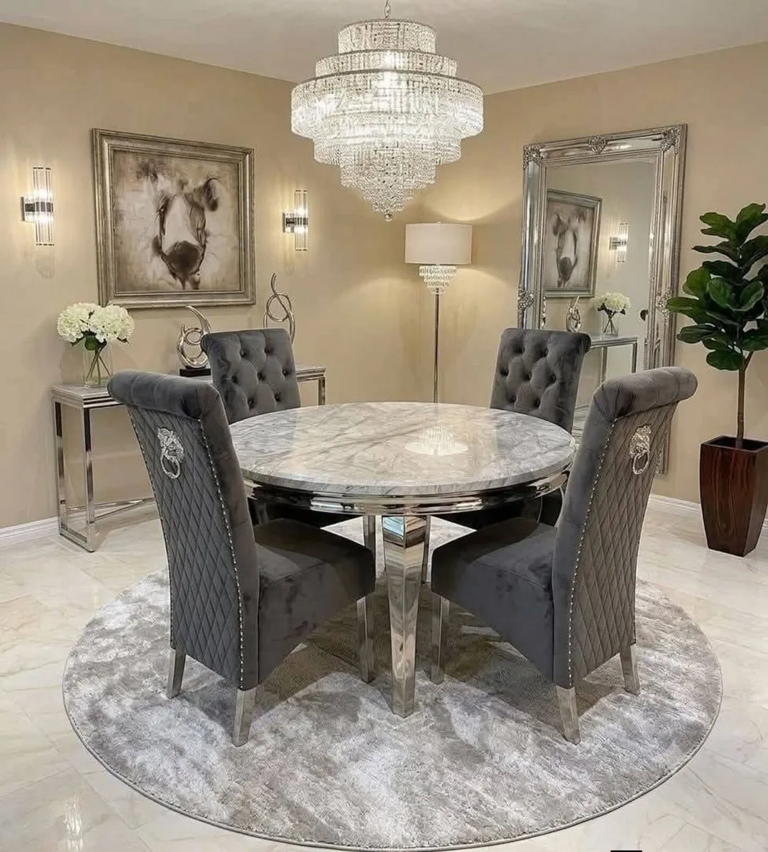 Marble Kitchen Dining Table With 6 Chairs - Image 3