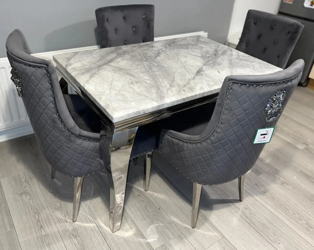 Marble Kitchen Dining Table With 6 Chairs - Image 2
