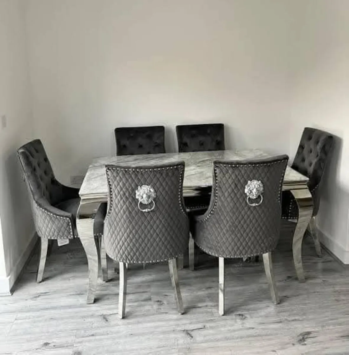Marble Kitchen Dining Table With 6 Chairs - Image 1