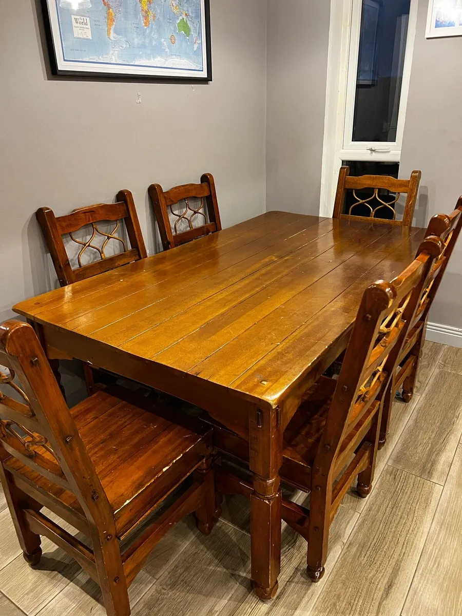 Solid wood table and chairs - Image 1