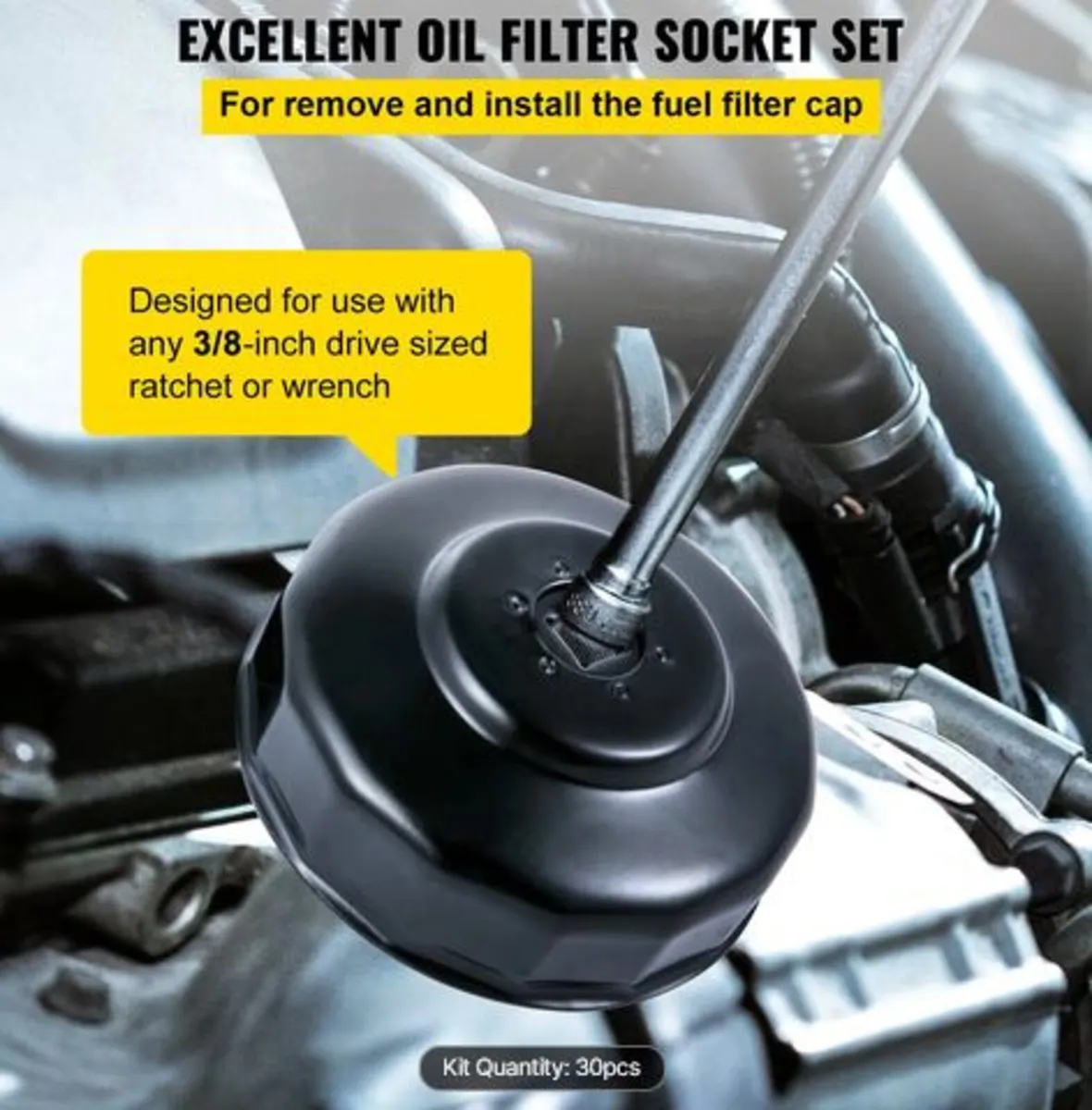 Oil Filter Socket Set, 30 Pcs Oil Filter Wrench - Image 2