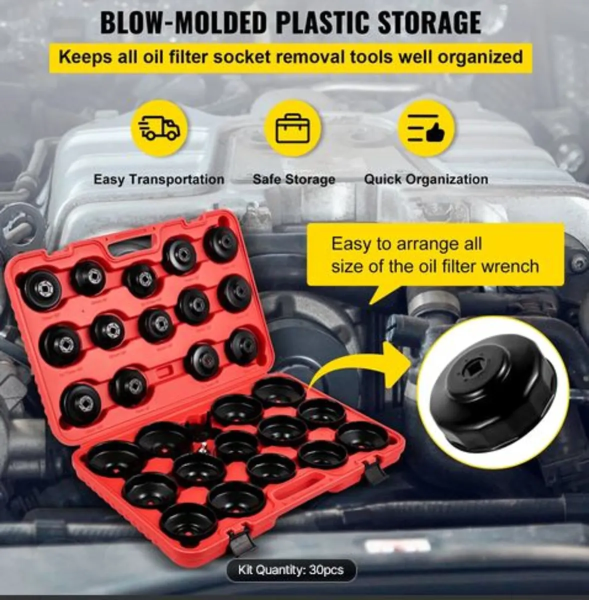 Oil Filter Socket Set, 30 Pcs Oil Filter Wrench - Image 4