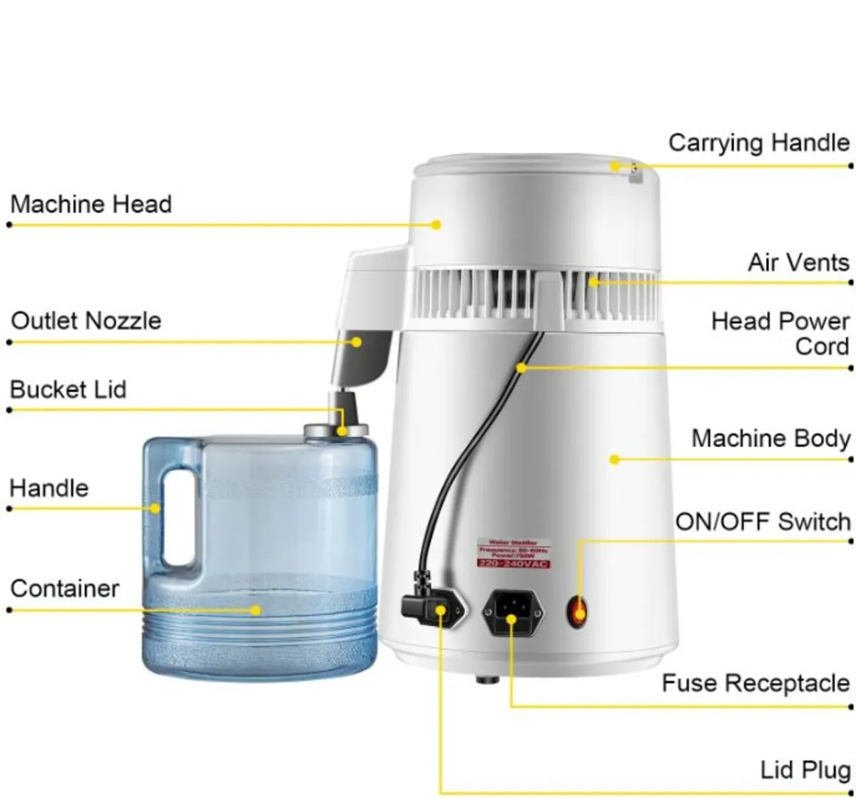4L Stainless Steel Water Distiller – 750W Countert - Image 4