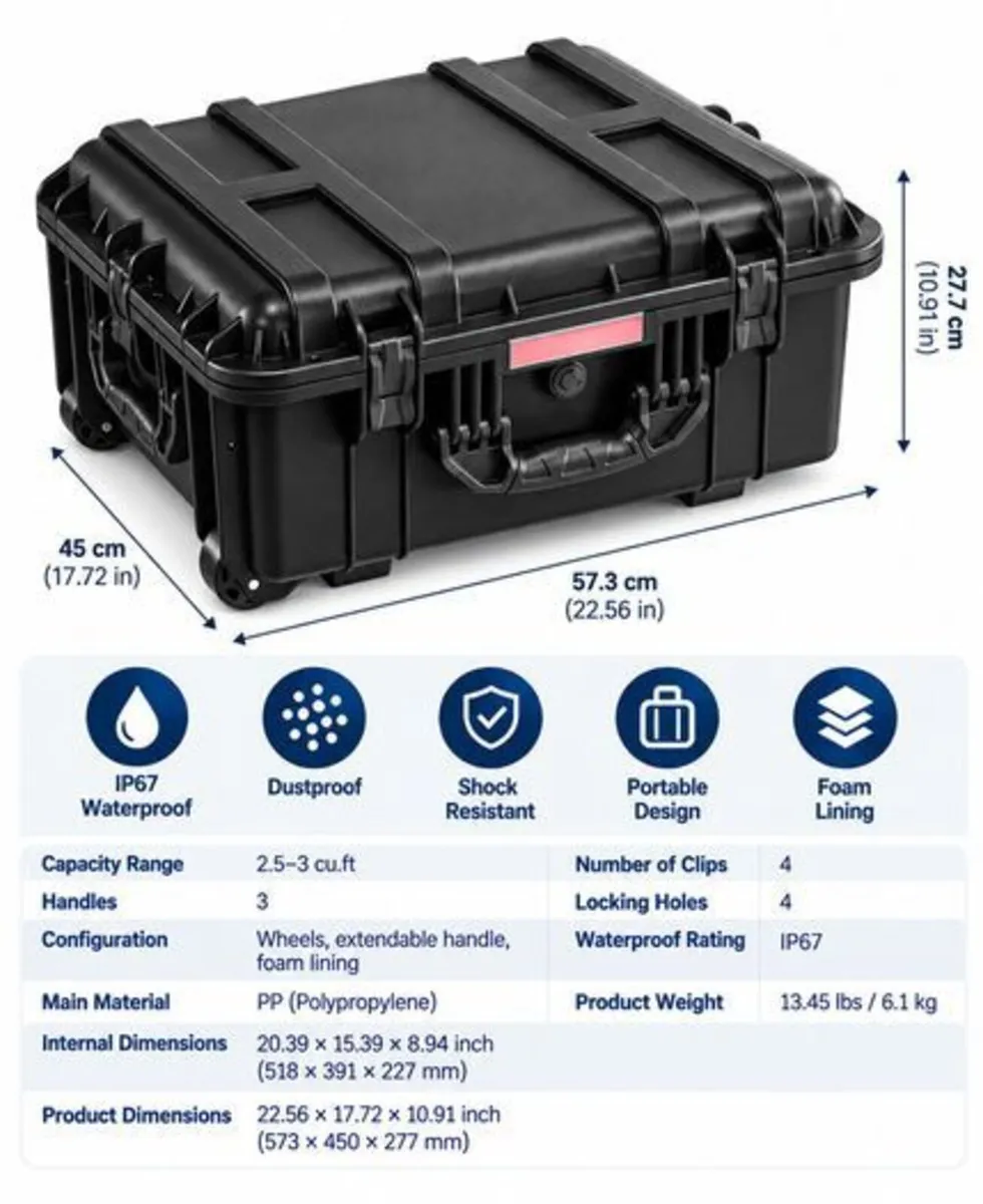 71L IP67 Waterproof Hard Protective Case with Whee - Image 2
