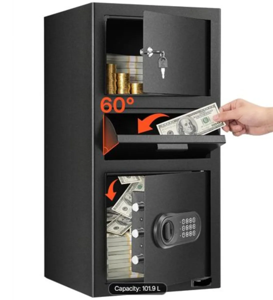3.6 Cubic Feet Drop Safe,Large Capacity Front Drop - Image 1
