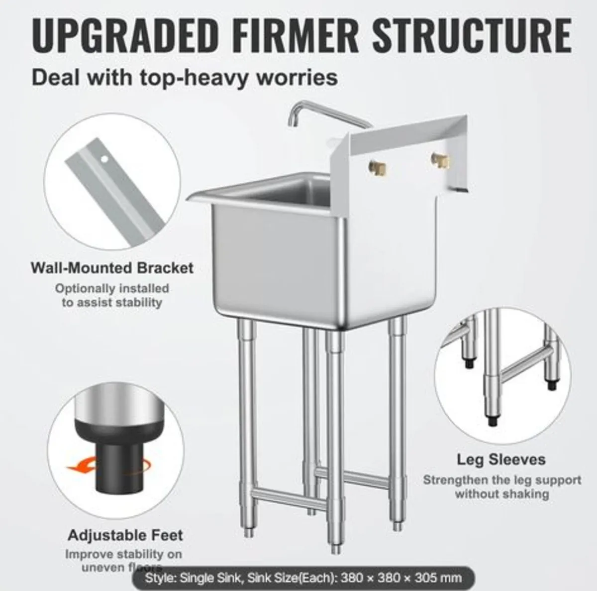 Stainless Steel Prep & Utility Sink, 1 Compartment - Image 2