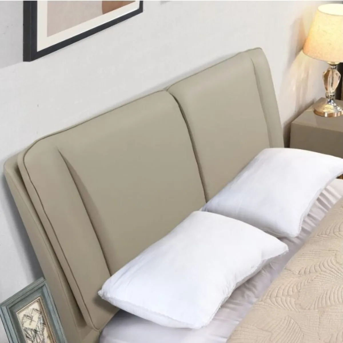 Antrim Beige Faux Leather Bed - Image 2