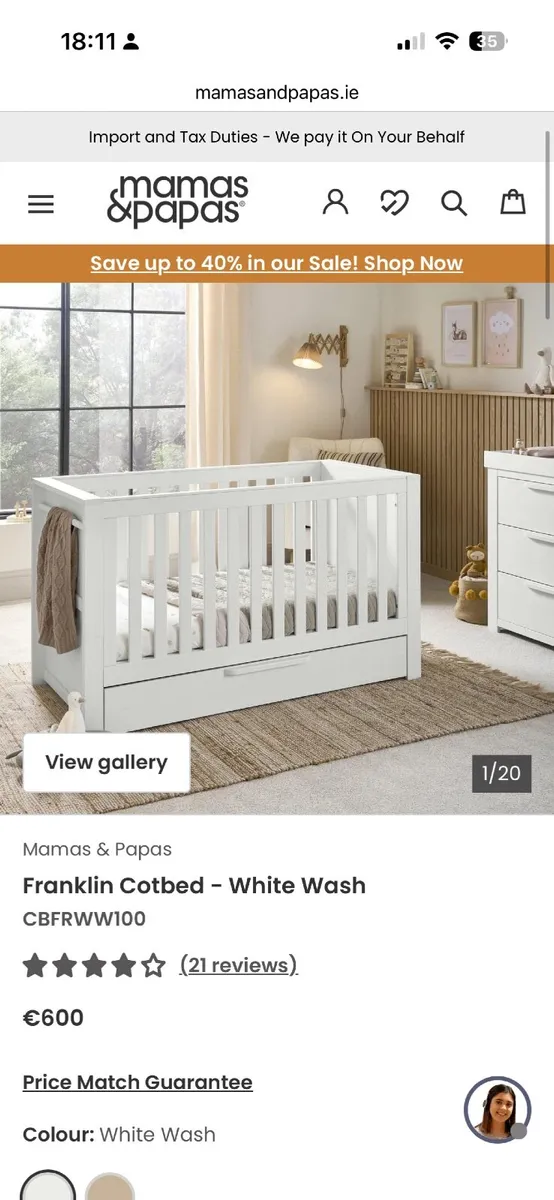 Mamas & Papas Cot Whit - Image 3