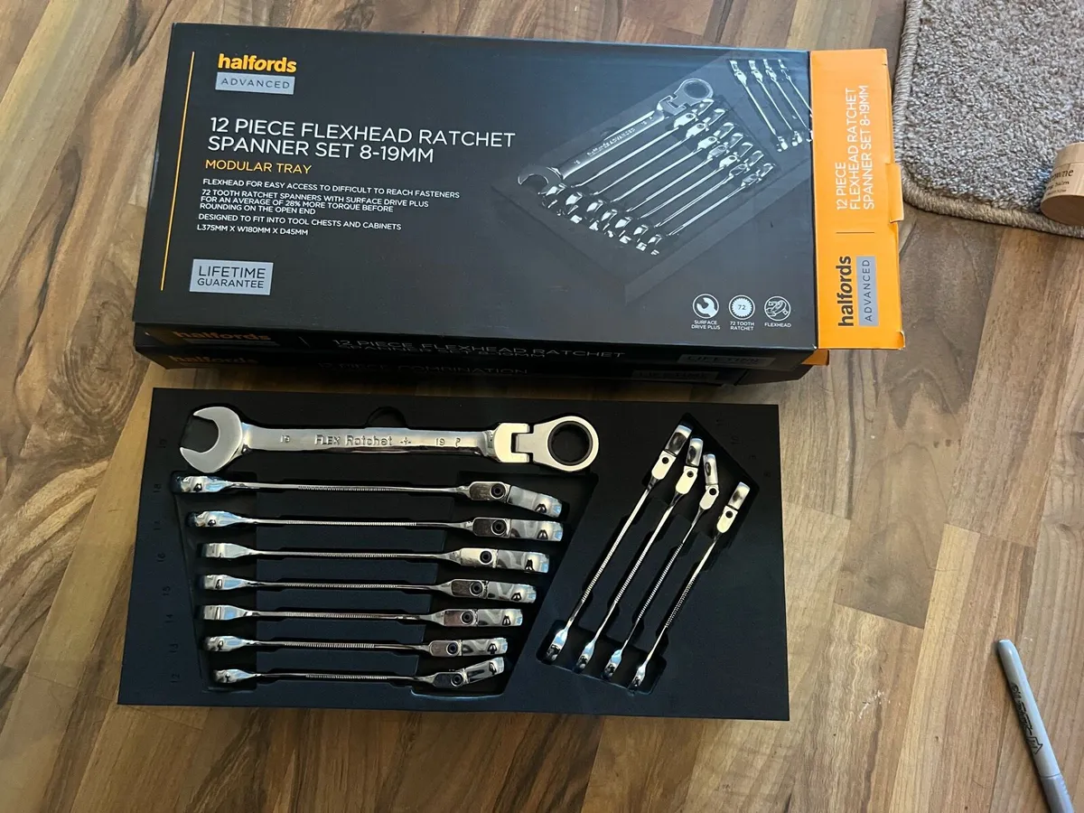 Flex head ratchet spanner set 8-19mm