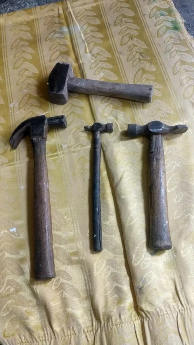 4 . Vintage wooden handle hammers