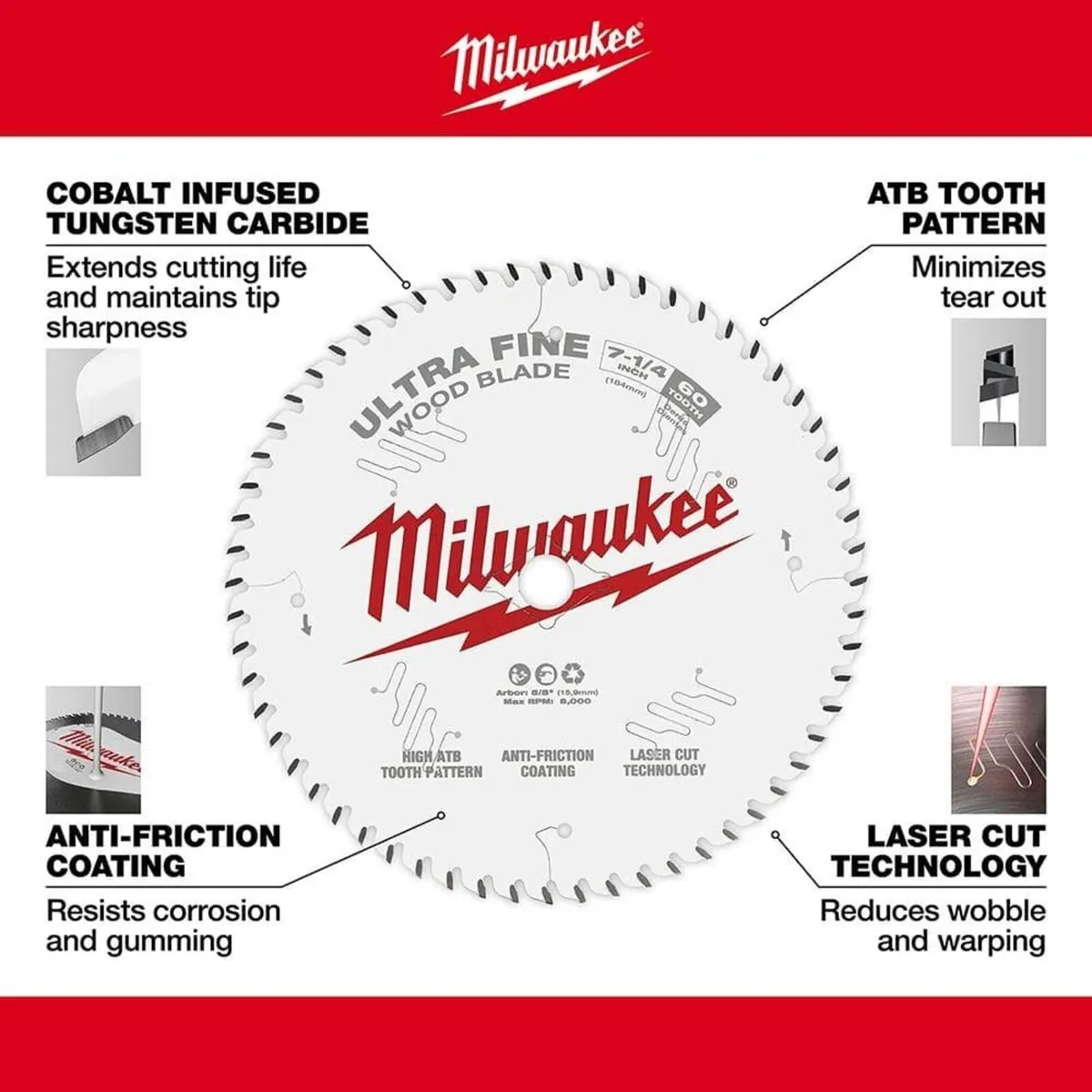 Milwaukee 190/184mm Skilsaw Fine Wood Blades - Image 2