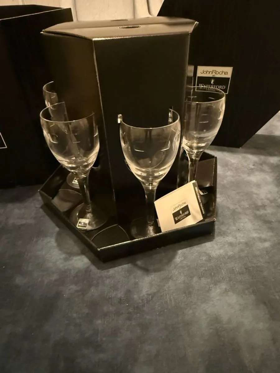 John Rocha Waterford Crystal Geo 6x White Wine set. - Image 1