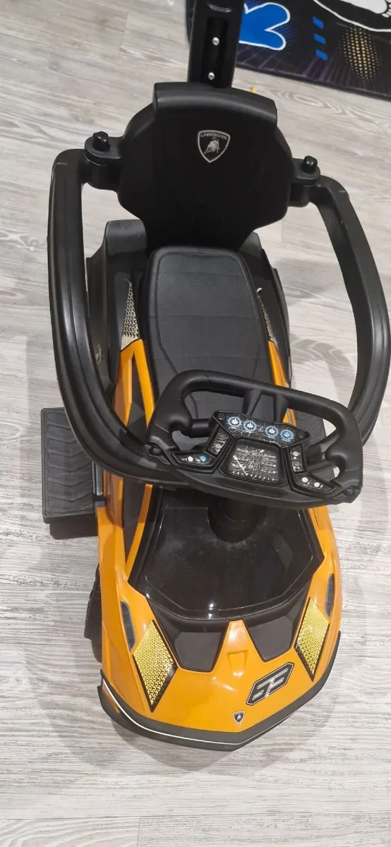 Lamborghini Car 2-in-1 Push-Along Ride On Orange - Image 4