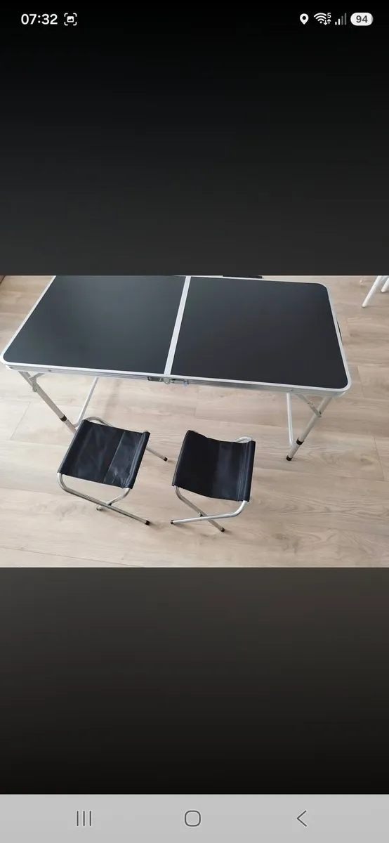 KADAX Folding Camping Table Set with 4 Chairs, Whi - Image 2