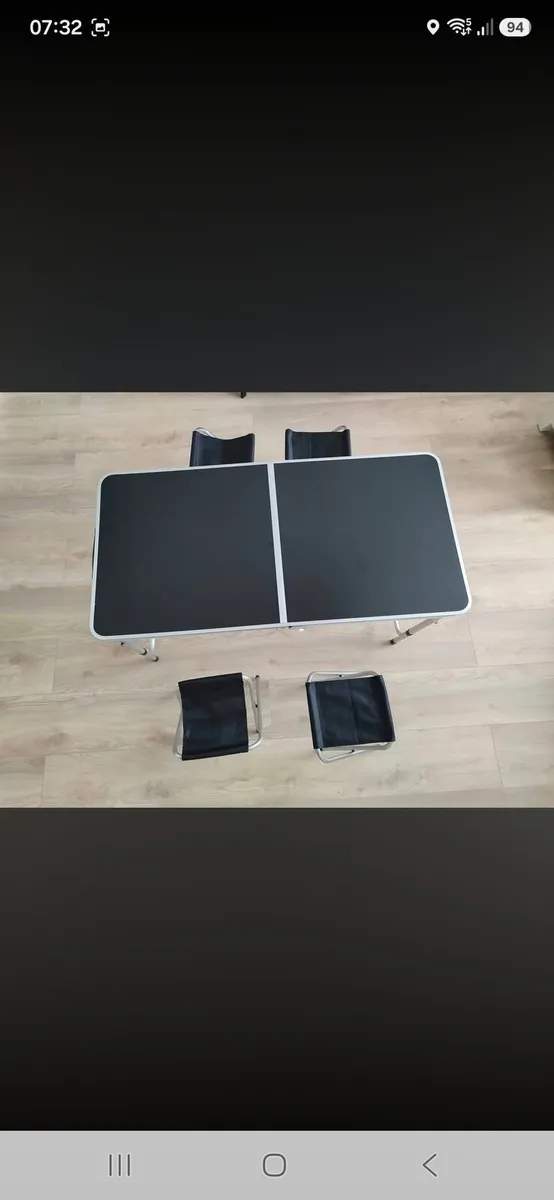 KADAX Folding Camping Table Set with 4 Chairs, Whi - Image 3