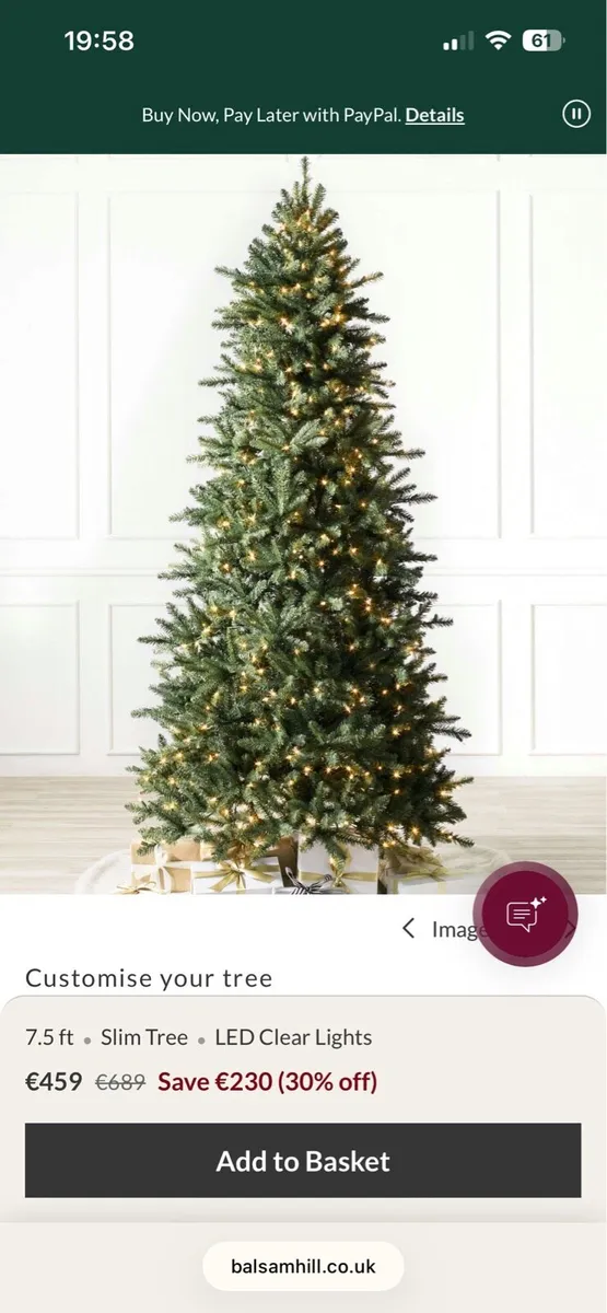 7ft Balsam Hill Pre-Lit Christmas tree - Image 1
