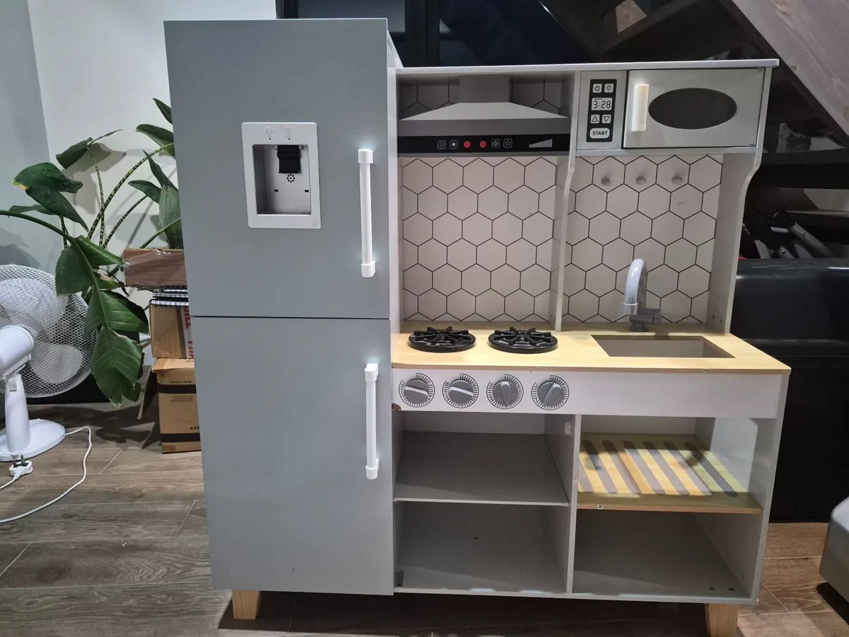 Children’s Play Kitchen – Grey & Wood Effect - Image 1