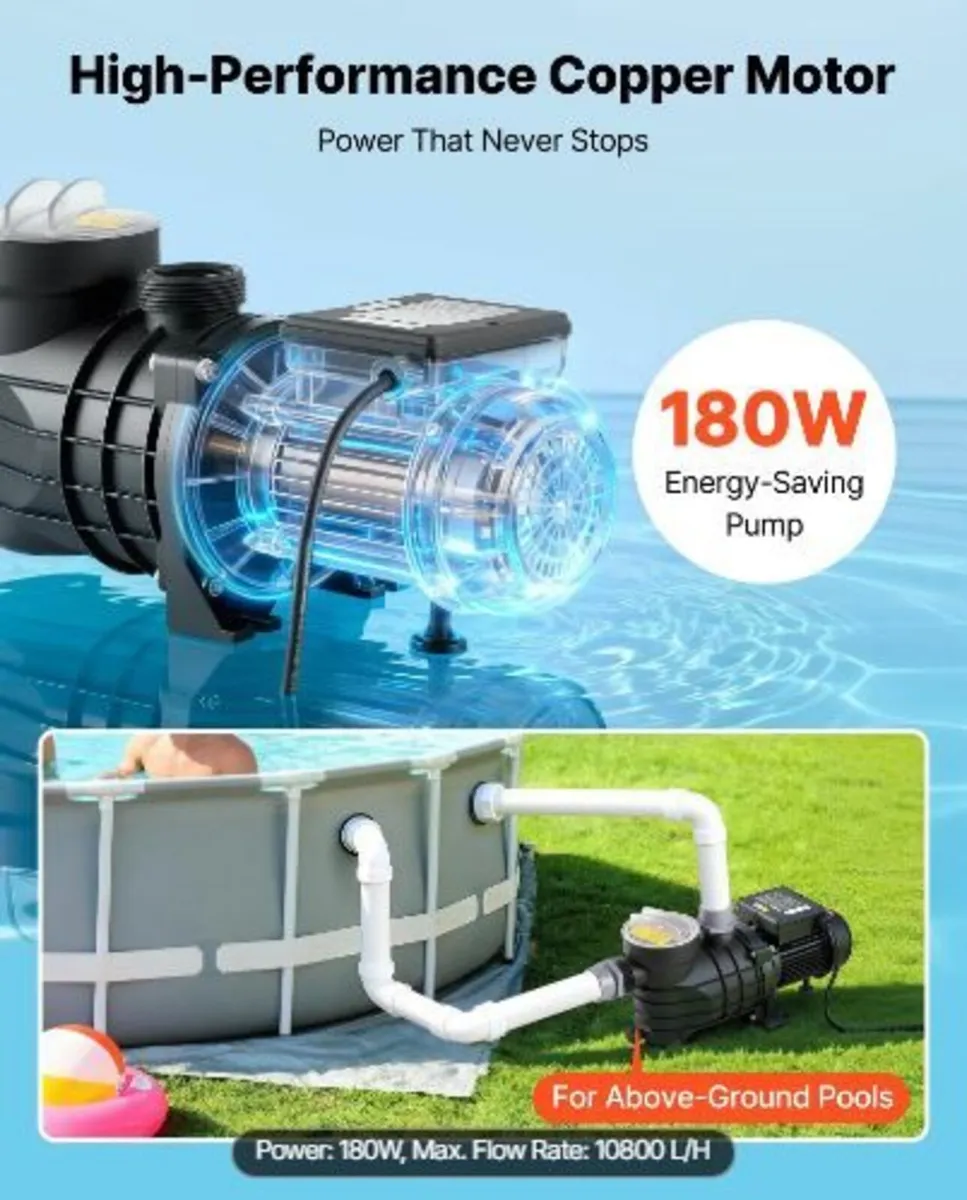 Above Ground Pool Pump, 180W - Image 2
