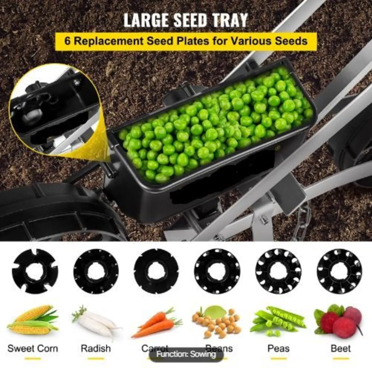 Garden Seeder, Metal Precision Garden Push - Image 3