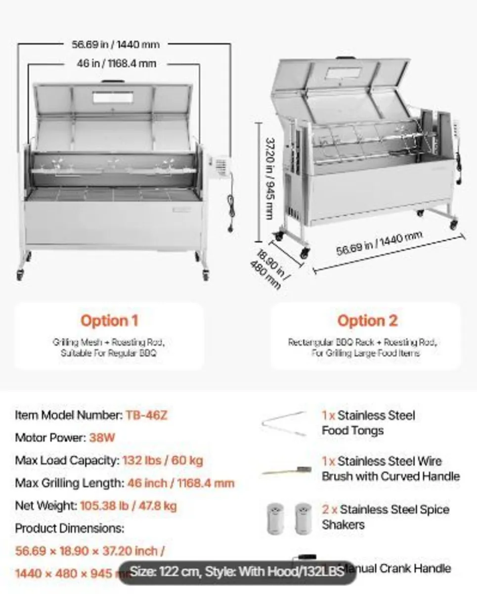 Rotisserie Grill 38W BBQ Outdoor - Image 2