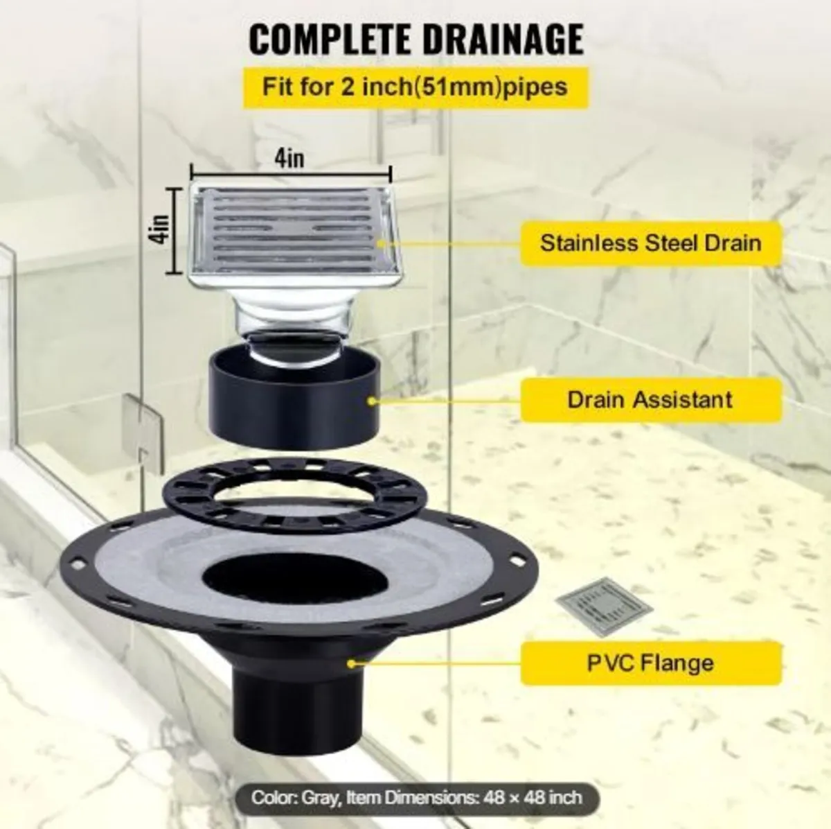 Shower Curb Kit, 48"x48" Watertight - Image 1