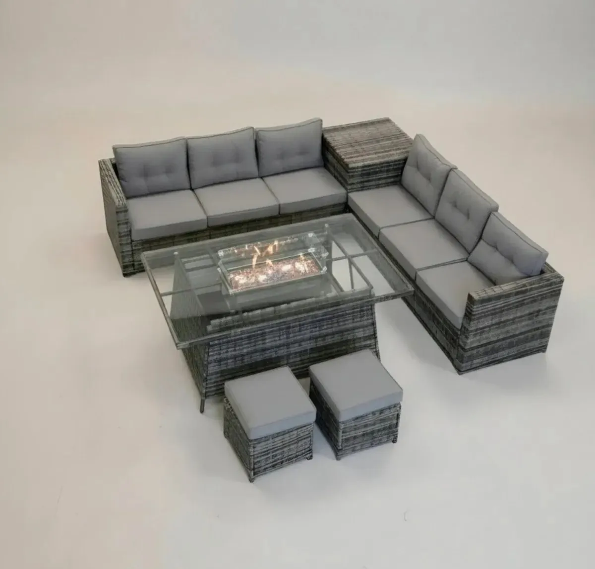 Corner garden furniture set with gas firepit table - Image 3