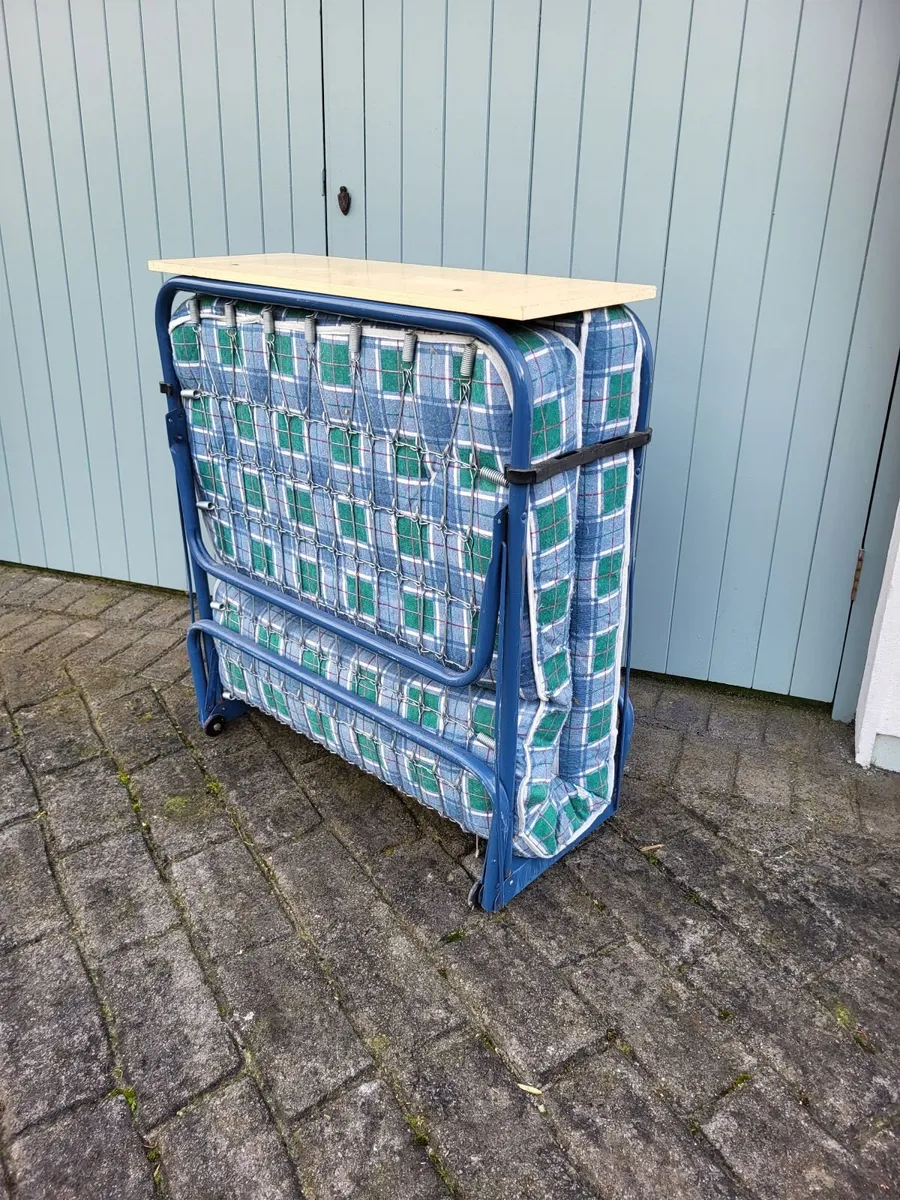 Blue Folding Bed with Sprung Mattress - Image 1