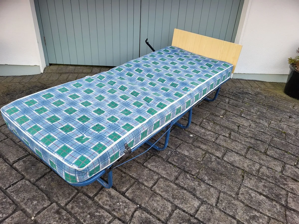 Blue Folding Bed with Sprung Mattress - Image 2