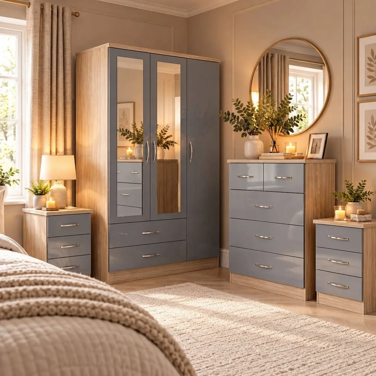 3 DOOR WARDROBE BEDROOM SETS