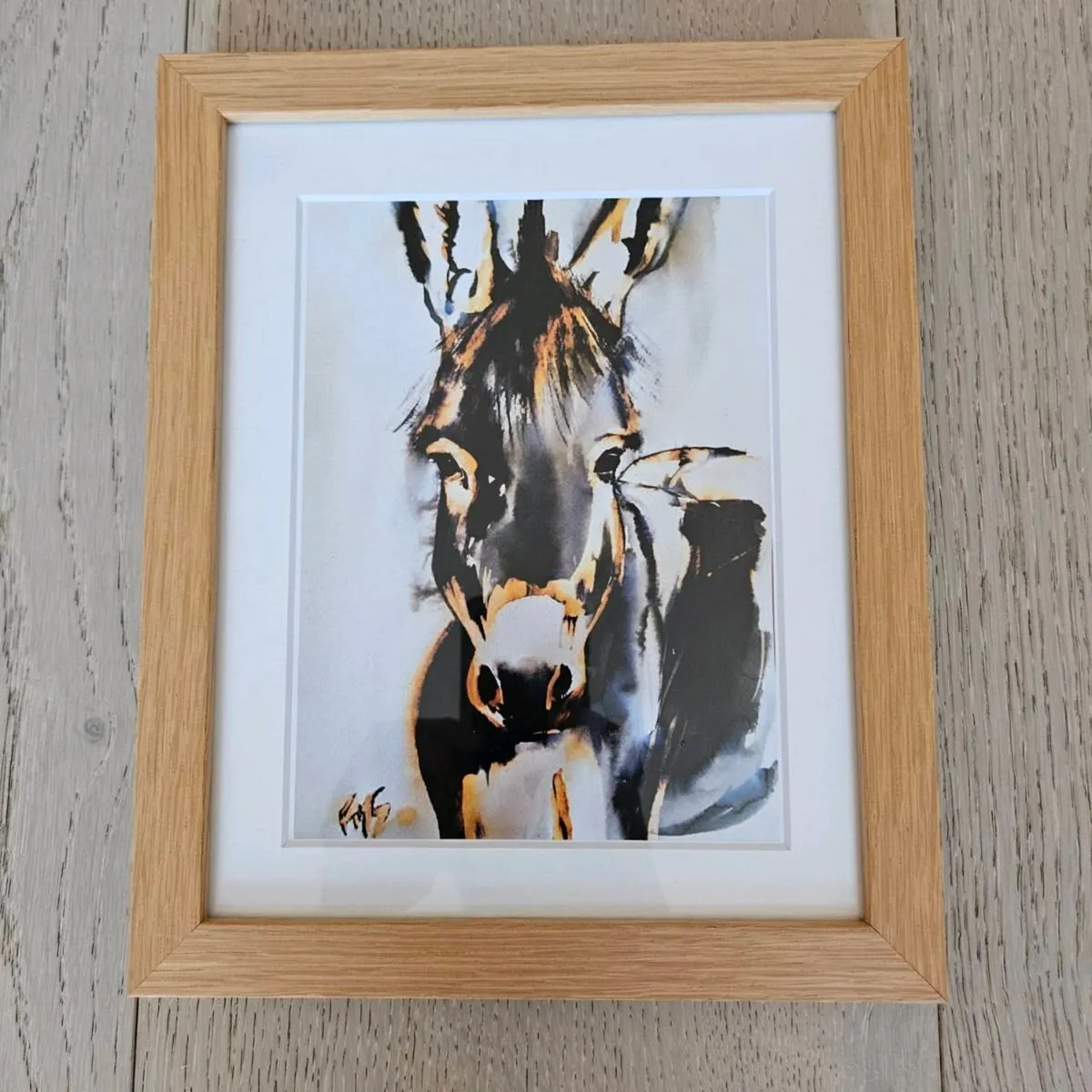 Framed Donkey - ink/watercolour painting by Jennif - Image 1