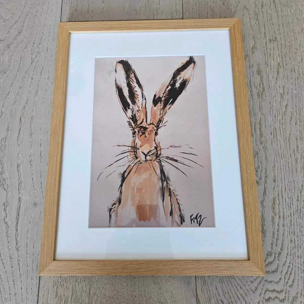 Framed Rabbit - ink/watercolour painting by Jennif - Image 1