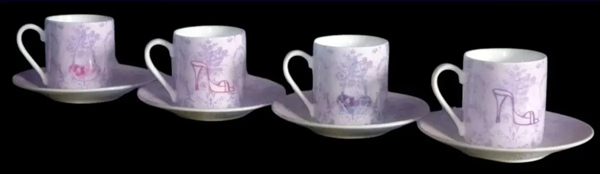 Pristine Vintage-Style Espresso Cup & Saucers (4) - Image 2