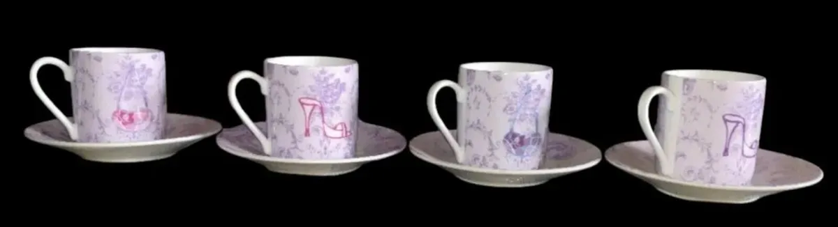 Pristine Vintage-Style Espresso Cup & Saucers (4) - Image 4