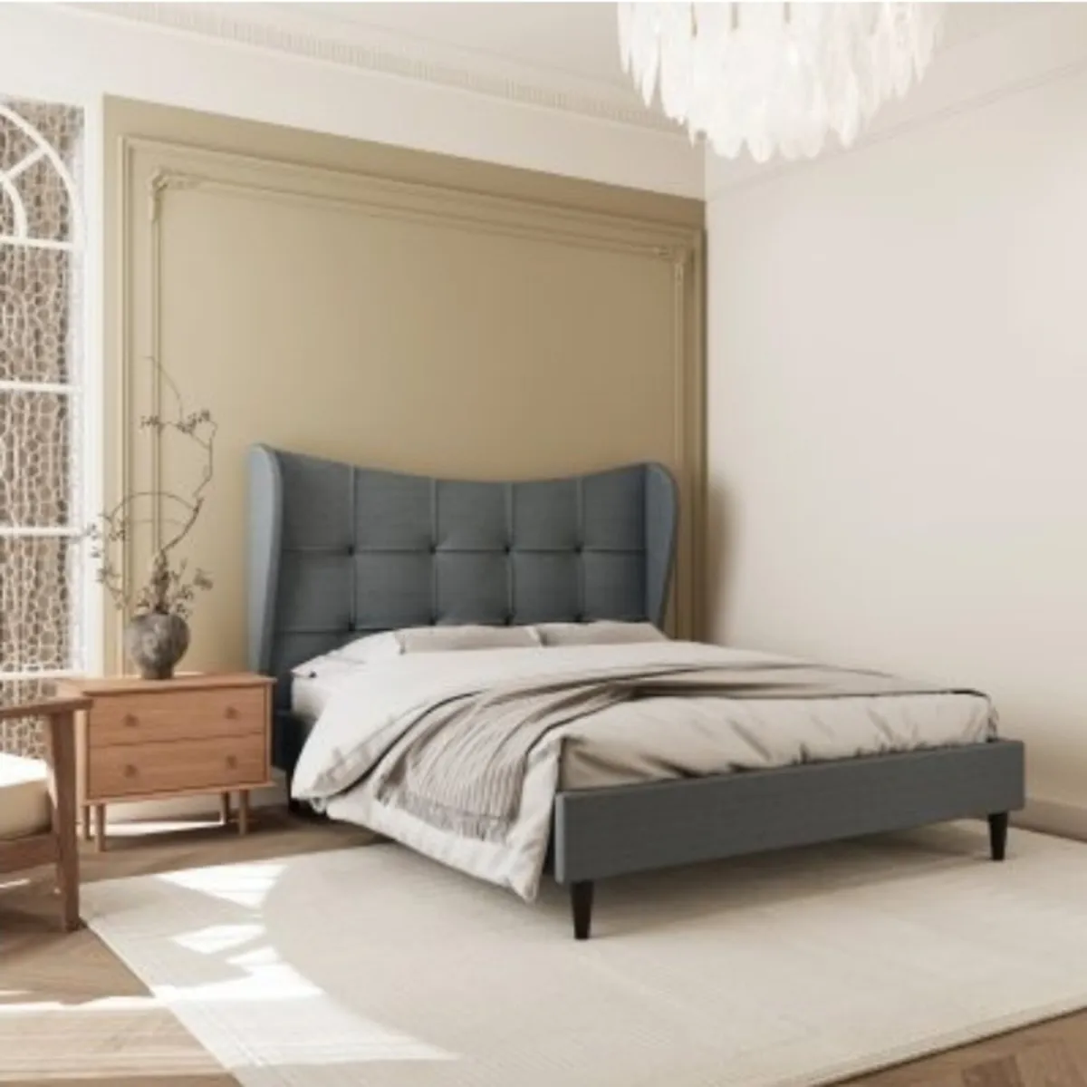 Verona Grey Fabric 5′ Bed - Image 1