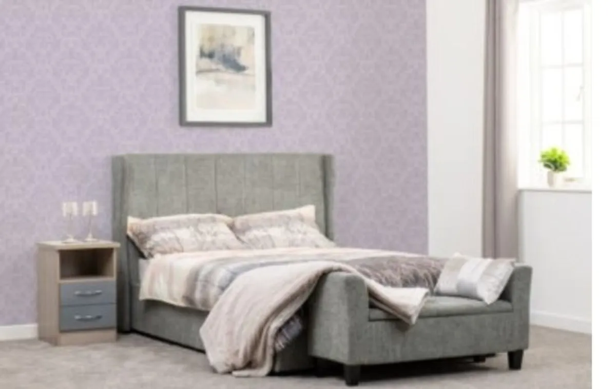 Amelia Plus Dark Grey Fabric 5′ Storage Bed - Image 1