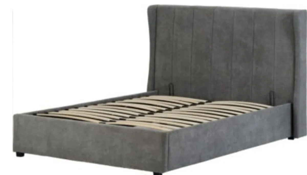 Amelia Plus Dark Grey Fabric 5′ Storage Bed - Image 2