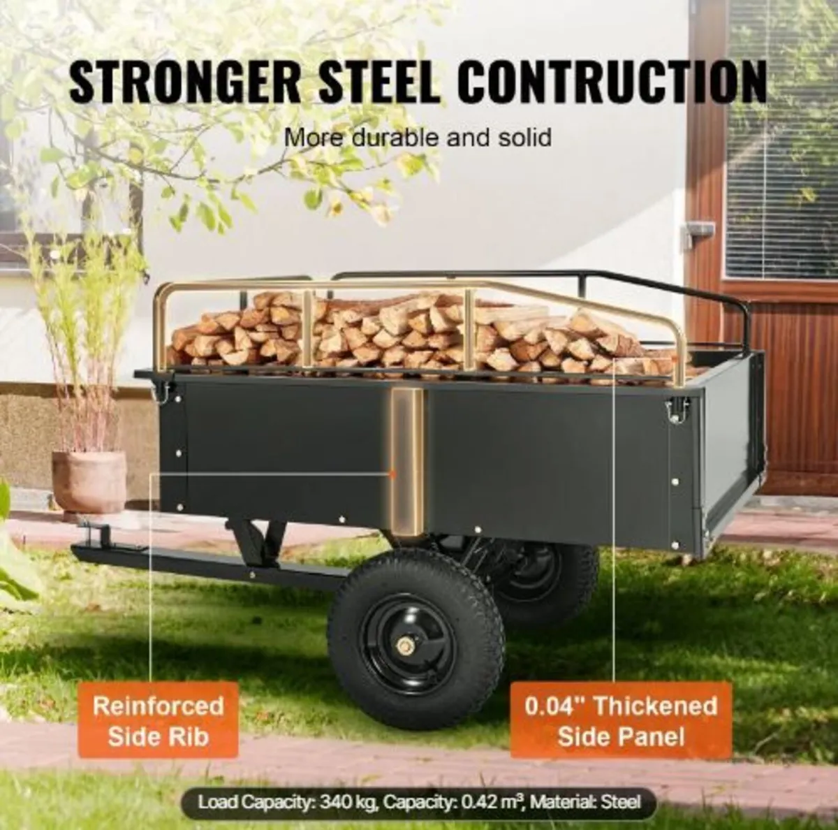 Heavy Duty ATV Trailer Steel Dump Cart - Image 2