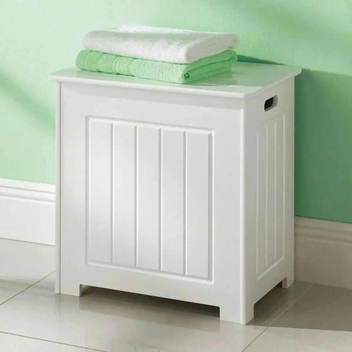 Wooden Laundry Basket with Built-In Storage Stool - Image 3
