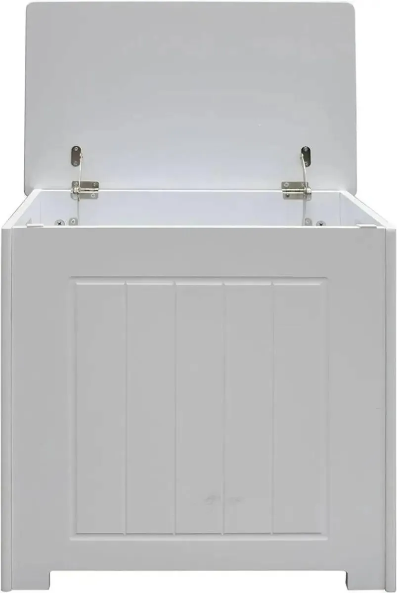 Wooden Laundry Basket with Built-In Storage Stool - Image 1
